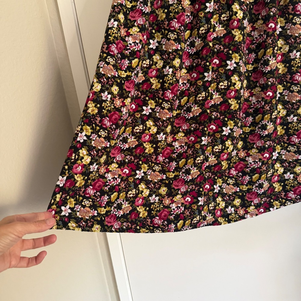 Blair Floral Midi Skirt Elastic Waist A-Line Coquette Cottagecore PracticalMagic - Picture 3 of 5